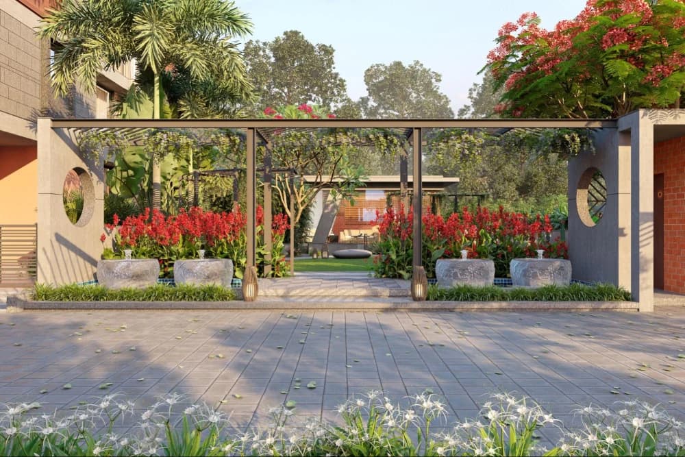 Shashwat Villa, Palanpur — pergola walkway