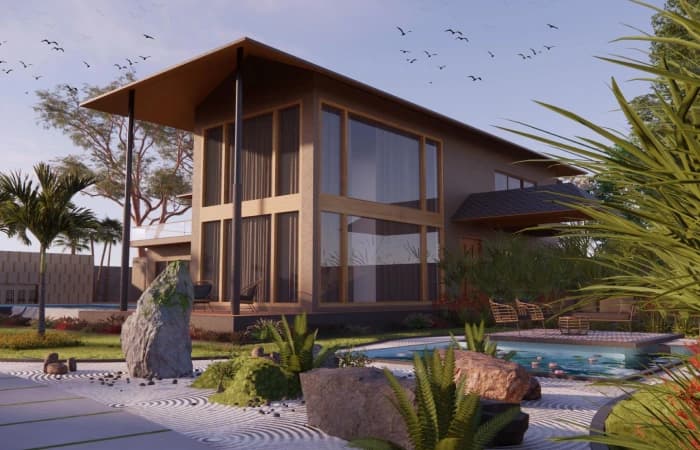 The Retreat house — pool and landscape